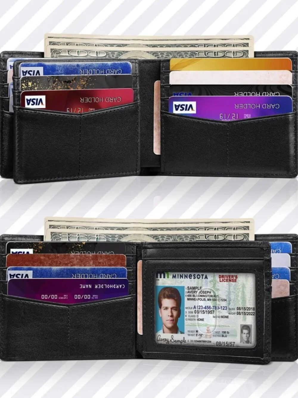Genuine Leather Bifold Wallet for Men | RFID Blocking, 15 Card Holders, ID